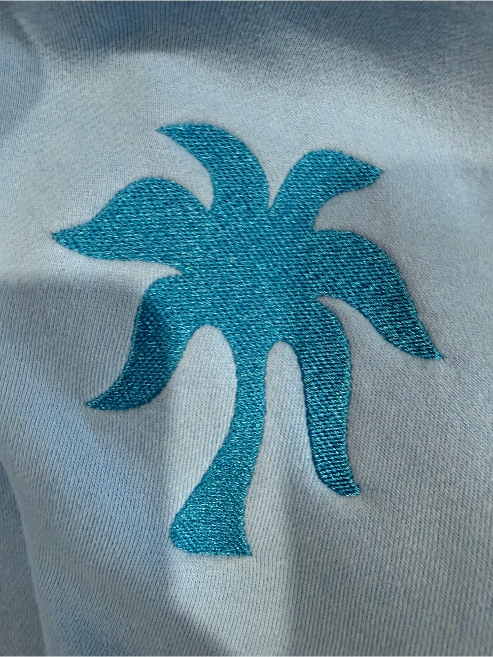 Pink Palm Puff Blue “Everything Comes in Waves” Sweatshirt, Size Medium - Picture 4 of 8